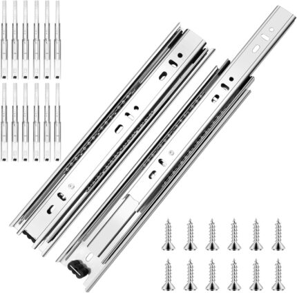 Ball Bearing Drawer Slides 16 Inch — 6 Pairs, Full Extension, 100 lb