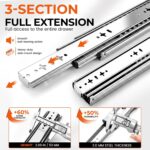 Ball Bearing Drawer Slides 36 Inch — 1 Pair, 250 lb, Galvanised Steel