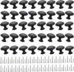 Cabinet Knobs and Drawer Pulls — 40 Pieces, Matte Black Zinc Alloy