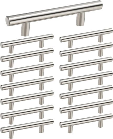 Cabinet Pull Handles 3 Inch — 15 Pack, Brushed Nickel Stainless Steel