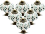 Ceramic Pumpkin Knobs with Leaf Pattern — 12 Pack, Ivory