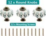 Ceramic Pumpkin Knobs with Leaf Pattern — 12 Pack, Ivory