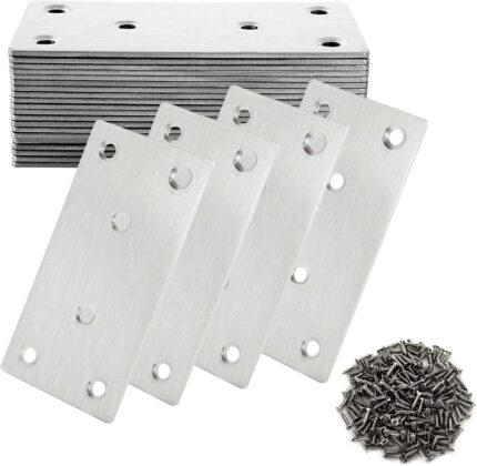 Flat Mending Plates 4 x 2 Inch — 30 Pack, Stainless Steel