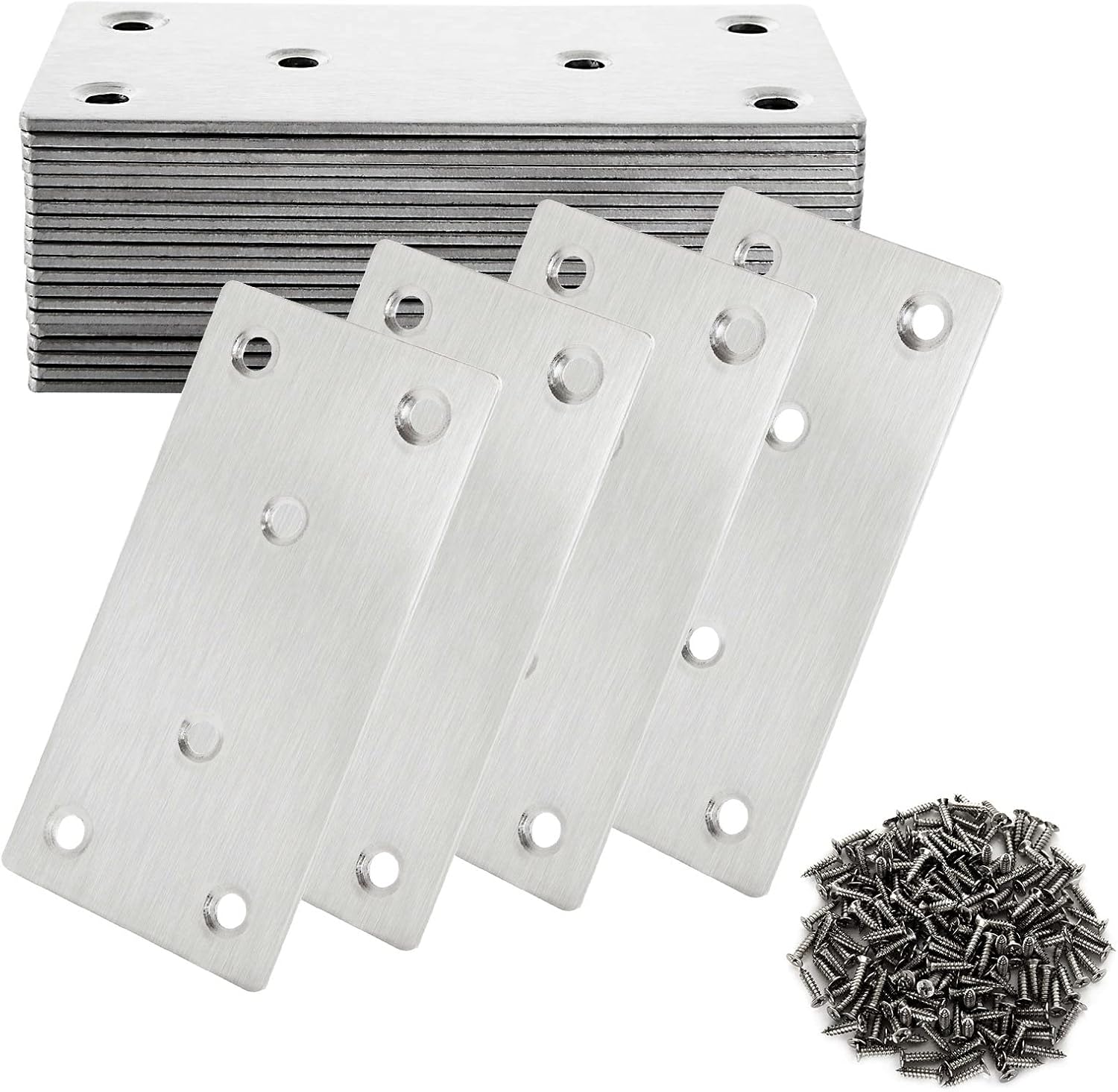 Flat Mending Plates 4 x 2 Inch — 30 Pack, Stainless Steel Flat Mending Plates 4 x 2 Inch — 30 Pack, Stainless Steel