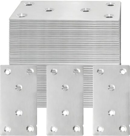 Flat Mending Plates — 40 Pack, Stainless Steel Joining Brackets