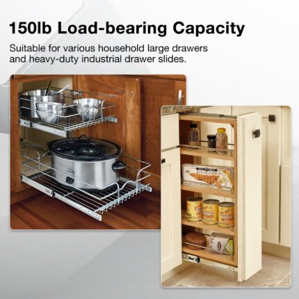 Heavy Duty Drawer Slides Full Extension — 150 lb, Side Mount Runners