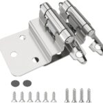 Inset Cabinet Hinges 3/8 Inch — 50 Pack, Self Closing with Door Bumpers