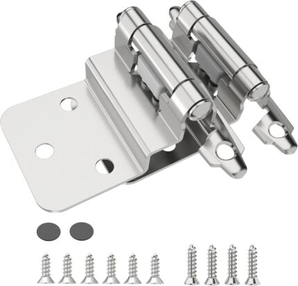 Inset Cabinet Hinges 3/8 Inch — 50 Pack, Self Closing with Door Bumpers