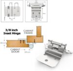 Inset Cabinet Hinges 3/8 Inch — 50 Pack, Self Closing with Door Bumpers