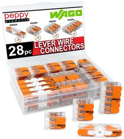 Lever Wire Connectors — 28 Piece Compact Splicing Assortment with Case