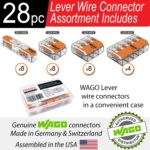 Lever Wire Connectors — 28 Piece Compact Splicing Assortment with Case