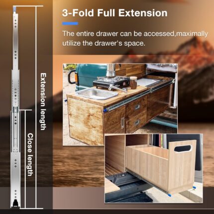 Locking Drawer Slides Full Extension — 250 lb Runners with Lock