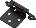 Matte Black Semi-Concealed Cabinet Hinges 1/2 Inch Overlay — 4 Pack