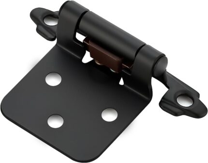 Matte Black Semi-Concealed Cabinet Hinges 1/2 Inch Overlay — 4 Pack