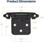 Matte Black Semi-Concealed Cabinet Hinges 1/2 Inch Overlay — 4 Pack