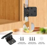 Matte Black Semi-Concealed Cabinet Hinges 1/2 Inch Overlay — 4 Pack