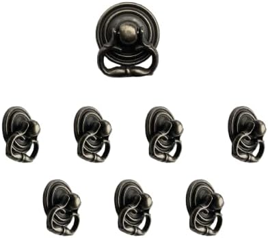 Miniature Ring Pull Knobs 25 mm — 8 Pack, Antique Brass