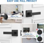 Privacy Door Handles Interior — 8 Pack, Matte Black Keyless