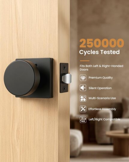 Privacy Door Knobs Interior — 10 Pack, Matte Black Zinc Alloy