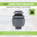 PVC Liquid Tight Conduit Connectors 1-1/4 Inch — 30 Pack, Straight