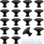 Round Cabinet Knobs 30 mm — 18 Pack, Matte Black Stainless Steel