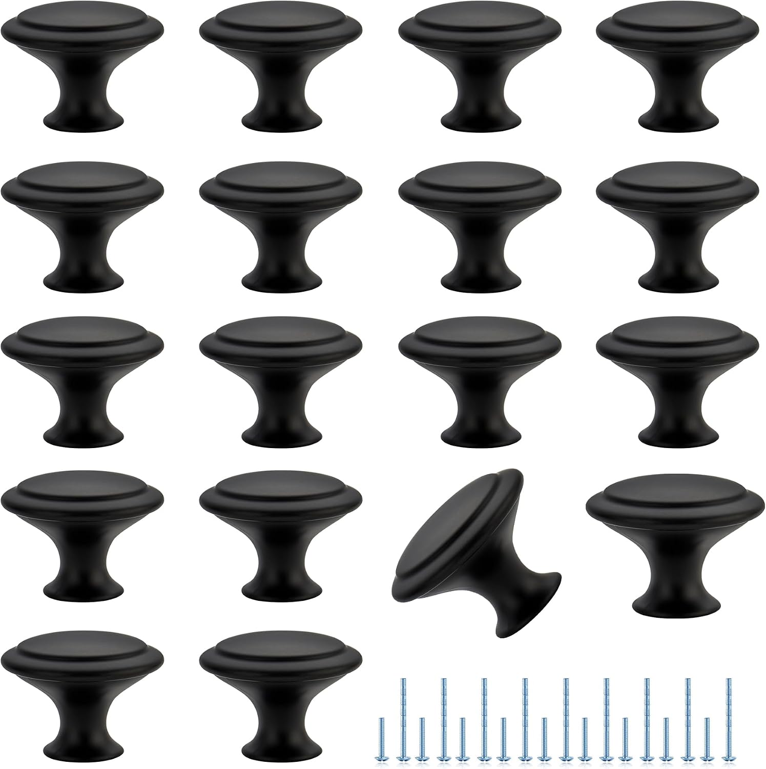 Round Cabinet Knobs 30 mm — 18 Pack, Matte Black Stainless Steel Round Cabinet Knobs 30 mm — 18 Pack, Matte Black Stainless Steel