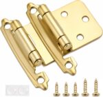 Self Closing Cabinet Hinges 1/2 Inch Overlay — 50 Pack, Brushed Gold