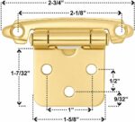 Self Closing Cabinet Hinges 1/2 Inch Overlay — 50 Pack, Brushed Gold