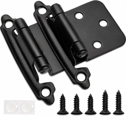 Self Closing Cabinet Hinges 1/2 Inch Overlay — 50 Pack, Matte Black