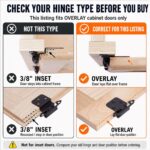 Self Closing Cabinet Hinges 1/2 Inch Overlay — 50 Pack, Matte Black