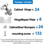 Self Closing Concealed Cabinet Hinges 1/2 Inch Overlay — 24 Pack, Face Frame
