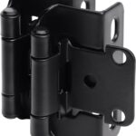 Self Closing Semi-Concealed Cabinet Hinges 1/2 Inch Overlay — 50 Pack, Black