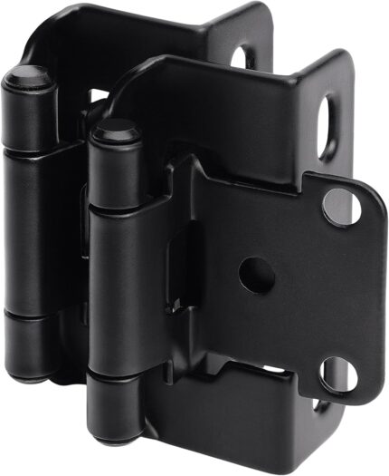 Self Closing Semi-Concealed Cabinet Hinges 1/2 Inch Overlay — 50 Pack, Black