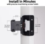 Self Closing Semi-Concealed Cabinet Hinges 1/2 Inch Overlay — 50 Pack, Black