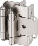 Self Closing Semi-Wrap Cabinet Hinges 1/2 Inch Overlay — 50 Pack, Brushed Nickel