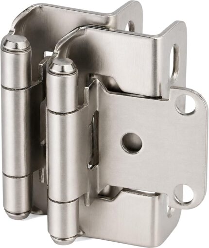 Self Closing Semi-Wrap Cabinet Hinges 1/2 Inch Overlay — 50 Pack, Brushed Nickel