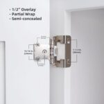 Self Closing Semi-Wrap Cabinet Hinges 1/2 Inch Overlay — 50 Pack, Brushed Nickel