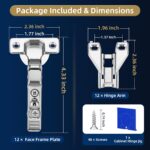 Soft Close Concealed Cabinet Hinges 1/2 Inch Overlay — 12 Pack, 105 Degree