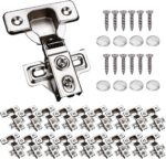 Soft Close Cupboard Door Hinges 1/2 Inch Overlay — 20 Pack, Stainless