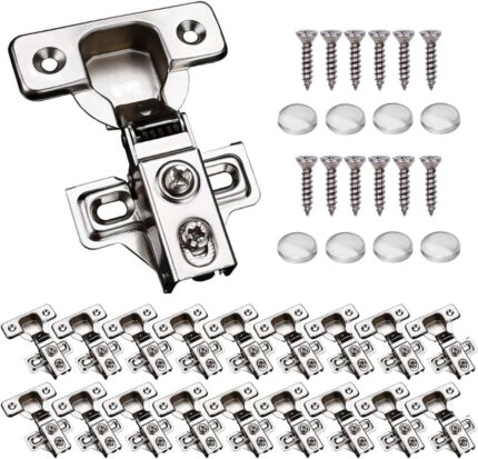 Soft Close Cupboard Door Hinges 1/2 Inch Overlay — 20 Pack, Stainless