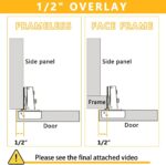 Soft Close Cupboard Door Hinges 1/2 Inch Overlay — 20 Pack, Stainless