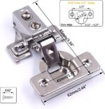 Soft Close Cupboard Door Hinges 1/2 Inch Overlay — 20 Pack, Stainless