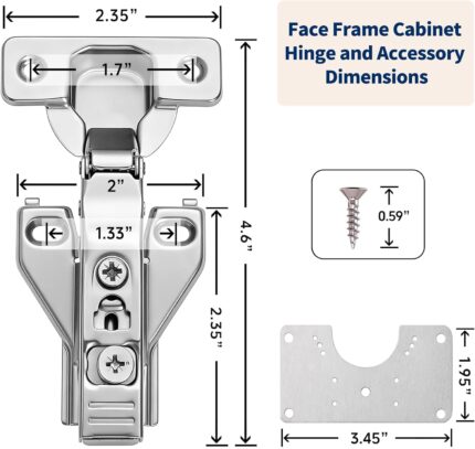 Soft Close Kitchen Cabinet Hinges 1/2 Inch Overlay — 20 Pack, Face Frame