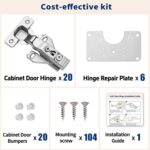 Soft Close Kitchen Cabinet Hinges 1/2 Inch Overlay — 20 Pack, Face Frame