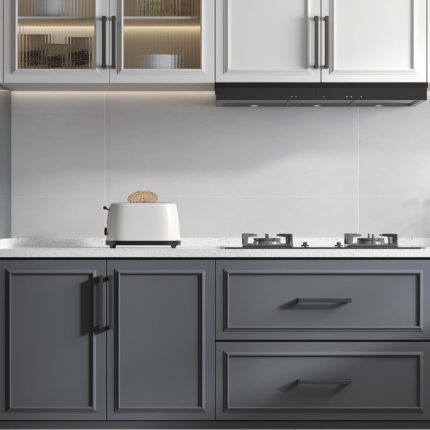 Square Bar Cabinet Handles 8 Inch — 10 Pack, Black Stainless Steel