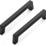 Square Cabinet Pull Handles 5 Inch — 10 Pack, Matte Black