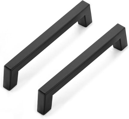 Square Cabinet Pull Handles 5 Inch — 10 Pack, Matte Black