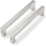 Square Drawer Pull Handles 5 Inch — 30 Pack, Brushed Nickel Stainless
