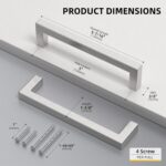 Square Drawer Pull Handles 5 Inch — 30 Pack, Brushed Nickel Stainless