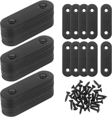 Straight Brace Plates 2 x 0.6 Inch — 40 Pieces, Stainless Steel